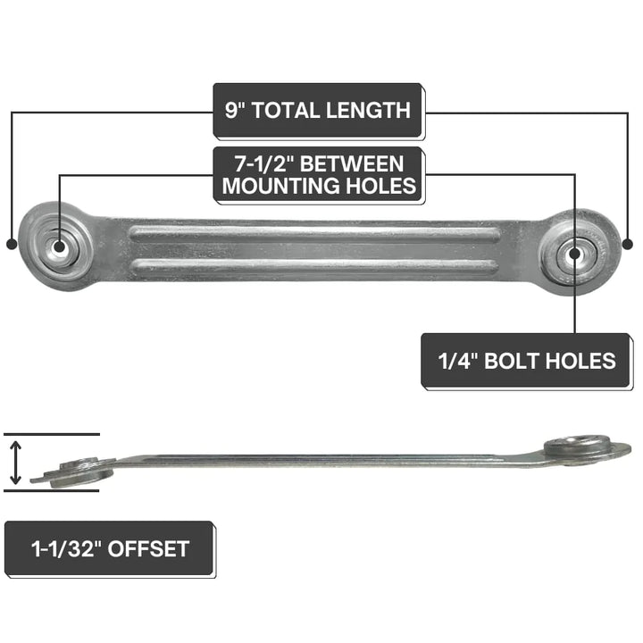 Glider bearing swing bracket replacement part measurements