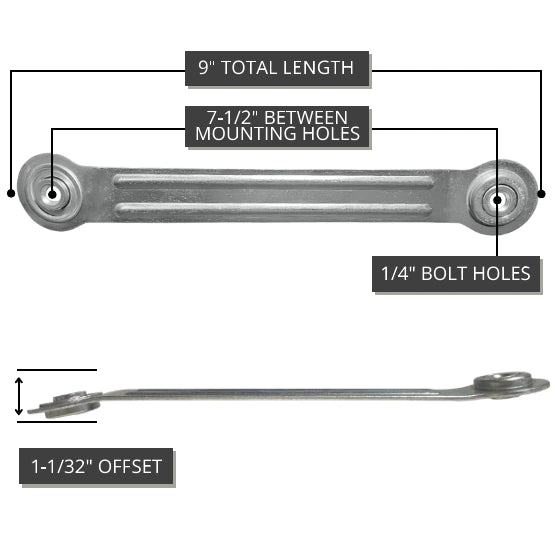 Glider rocker bracket arm replacement part with measurements