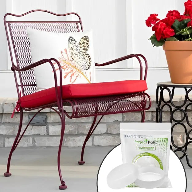 Wrought iron outdoor furniture glide features