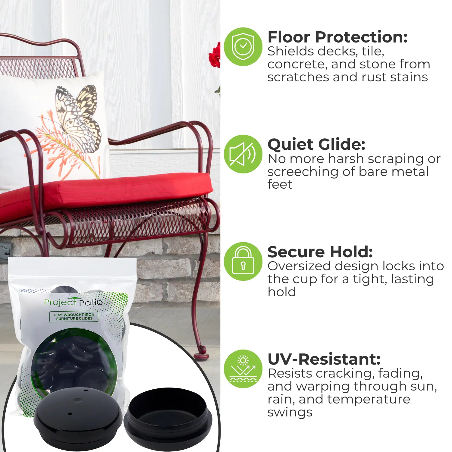 wrought iron furniture glide benefit list on image