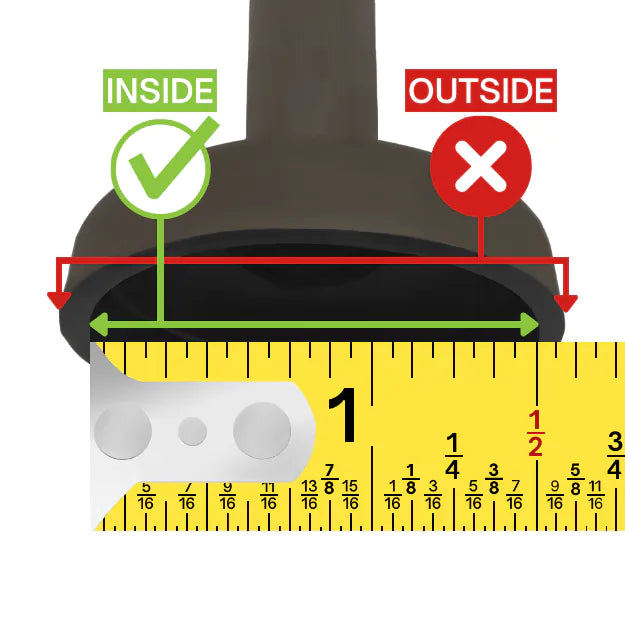 A ruler going across the bottom of a wrought iron furniture cup showing the correct way to measure the inside diameter